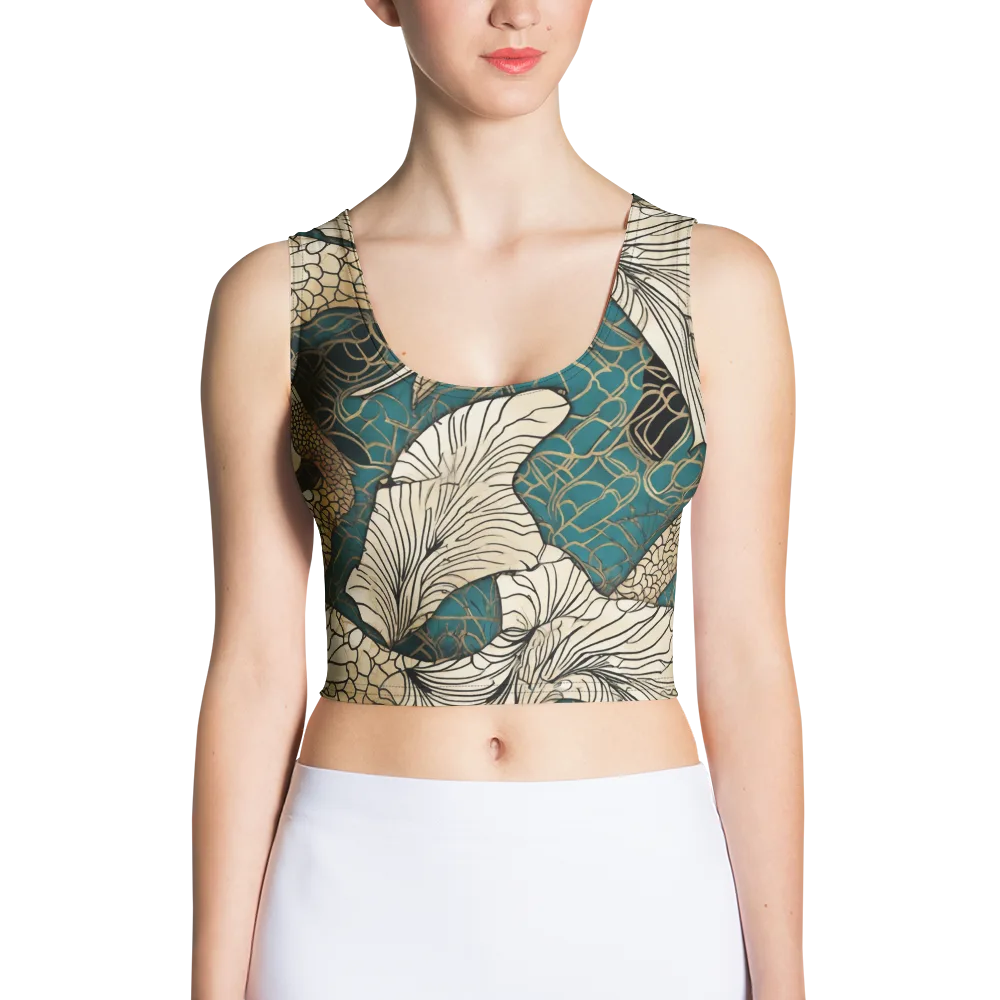 Aqua Filigree on Crop Top — Front
