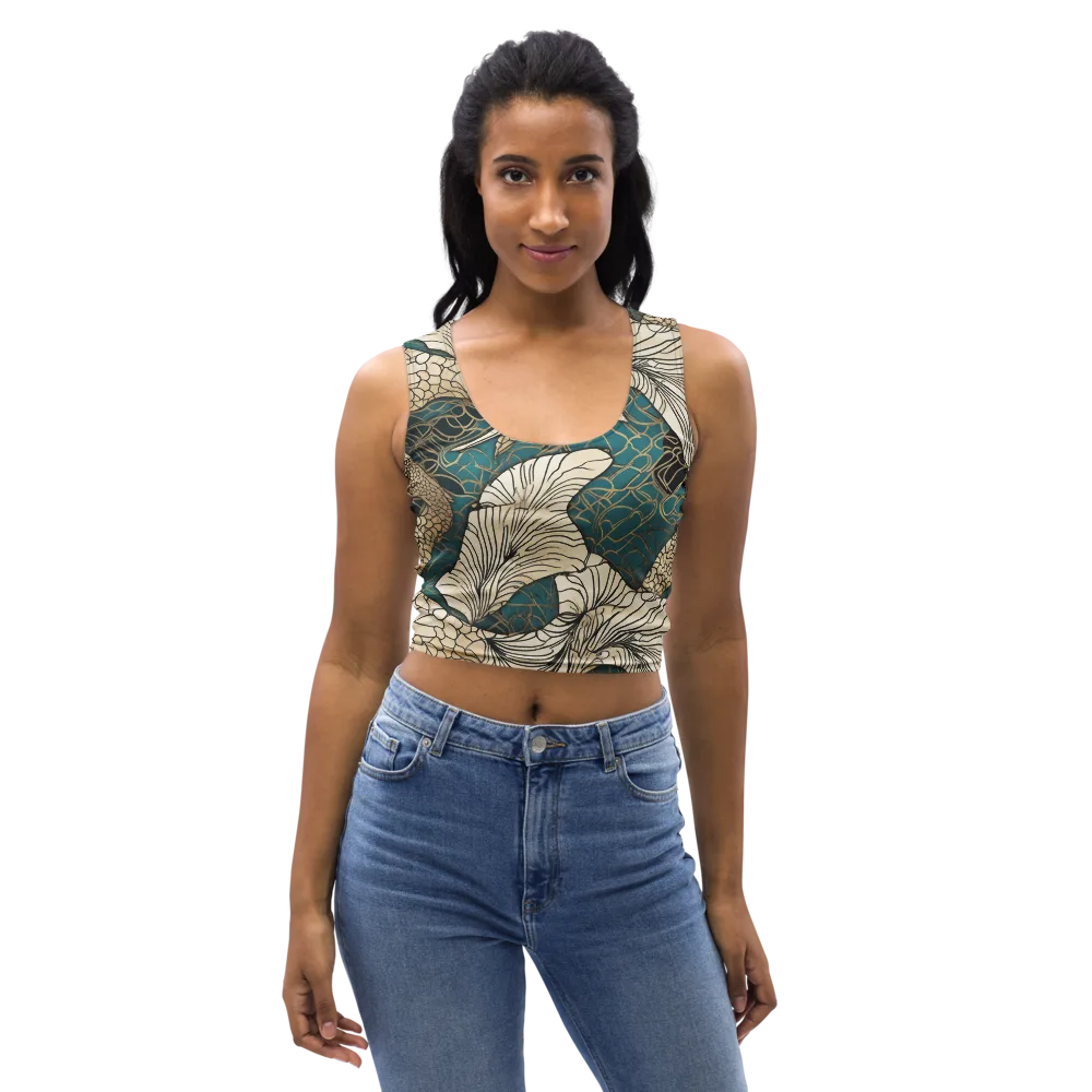 Aqua Filigree on Crop Top — Front