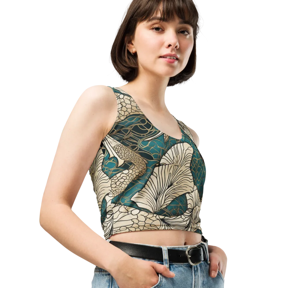 Aqua Filigree on Crop Top — Right Front
