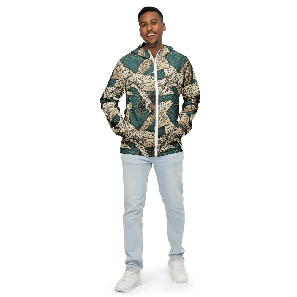 Aqua Filigree on Men's Windbreaker — Front
