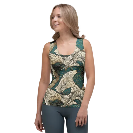 Aqua Filigree on a Women's Tank Top