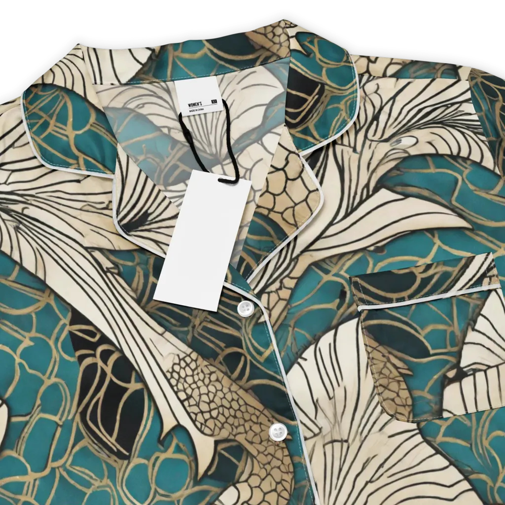 Aqua Filigree on Women's Short Sleeve Pajama Top — Product details