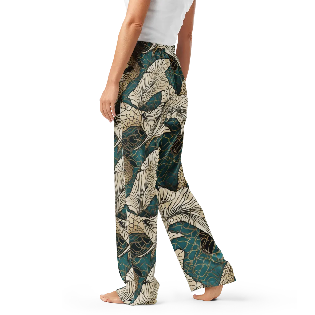 Aqua Filigree on Women's Pajama Pants — Left