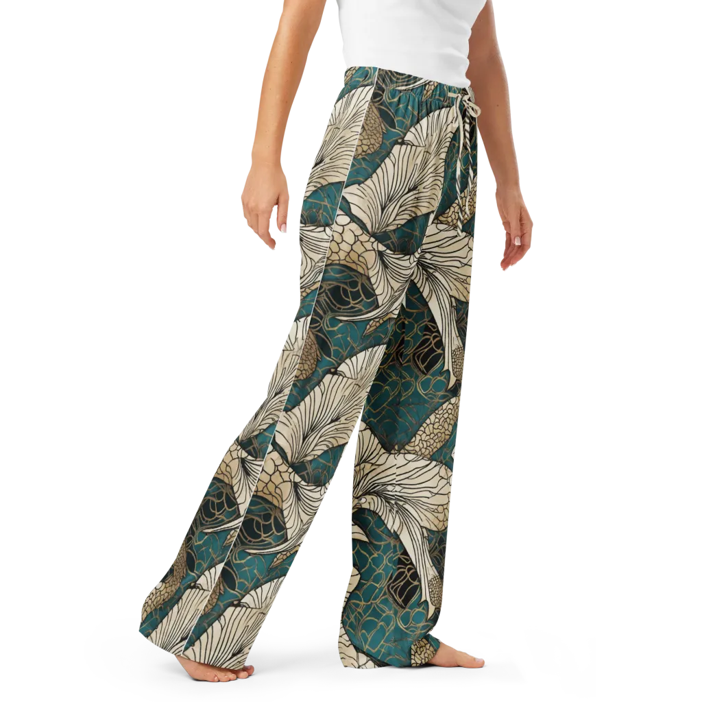 Aqua Filigree on Women's Pajama Pants — Right Front