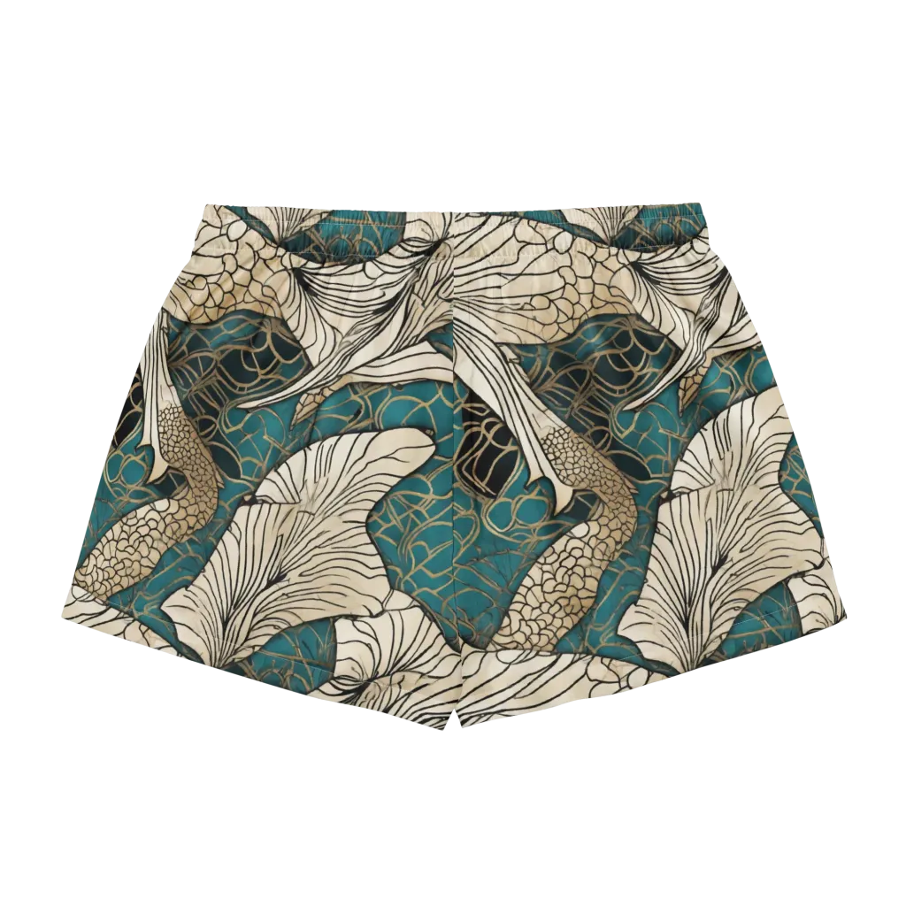Aqua Filigree on Women's Pajama Shorts — Back