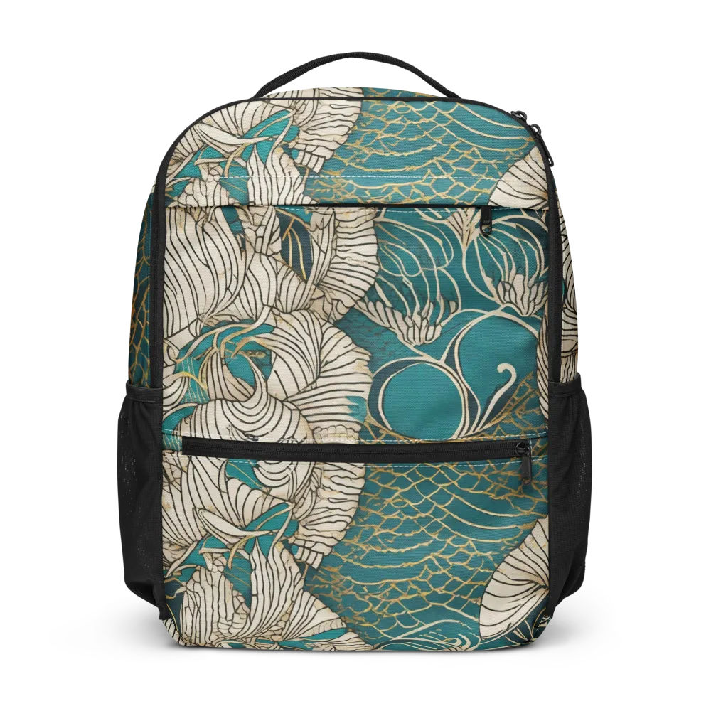 Teal Tidal Bloom on Utility Backpack — Front