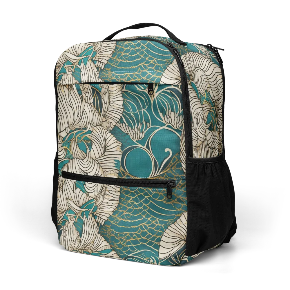 Teal Tidal Bloom on Utility Backpack — Left Front