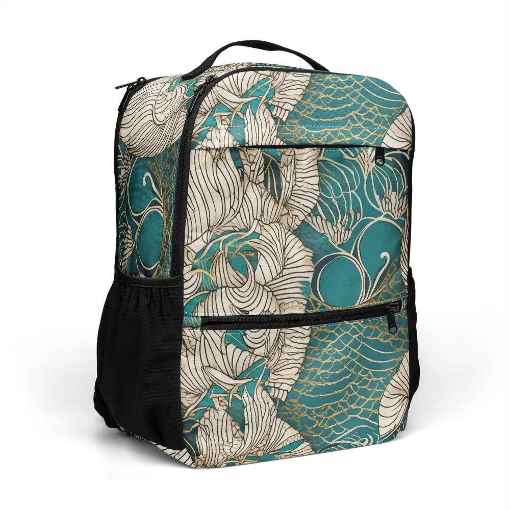 Teal Tidal Bloom on Utility Backpack — Right Front
