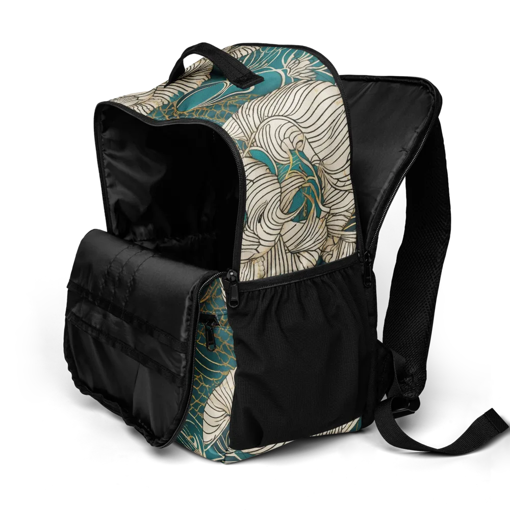Teal Tidal Bloom on Utility Backpack — Product details 2