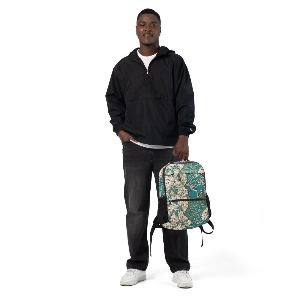 Teal Tidal Bloom on Utility Backpack — Front