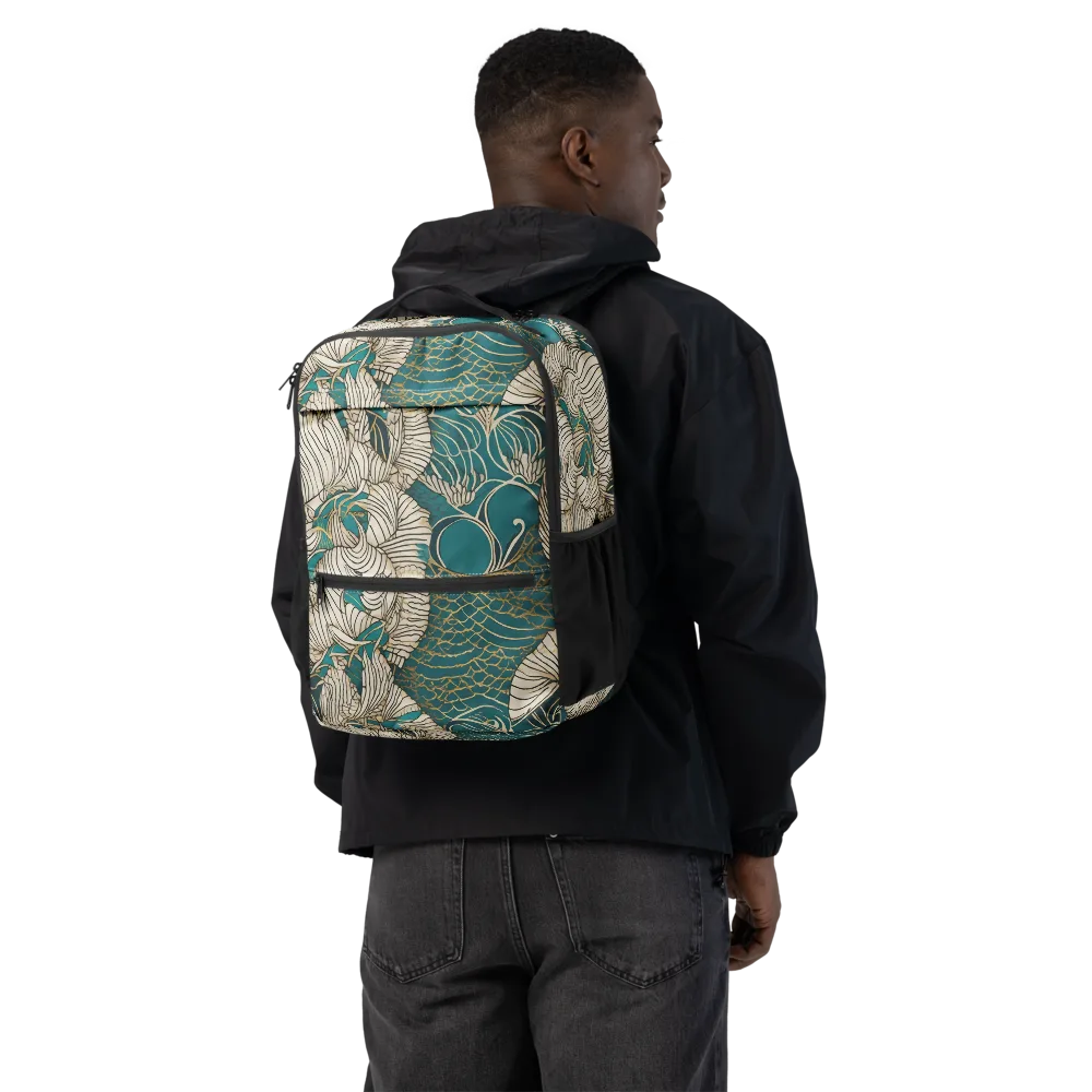 Teal Tidal Bloom on Utility Backpack — Back