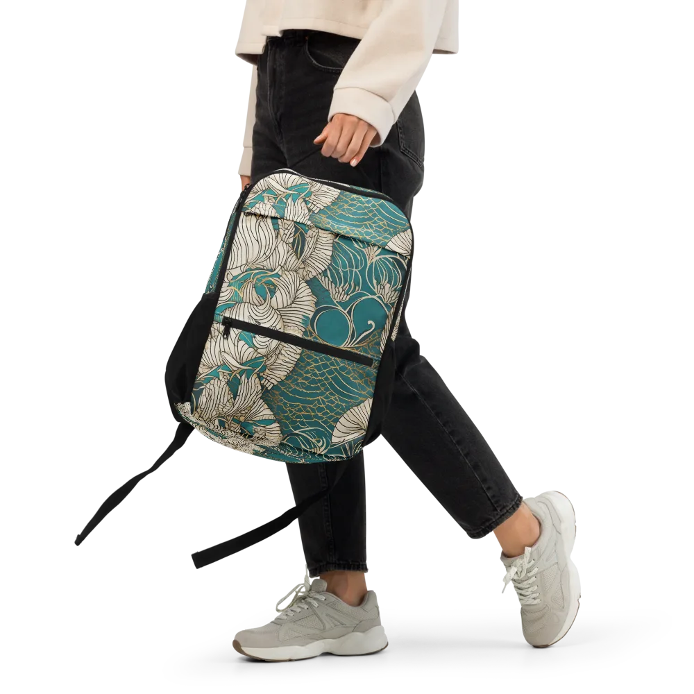 Teal Tidal Bloom on Utility Backpack — Front