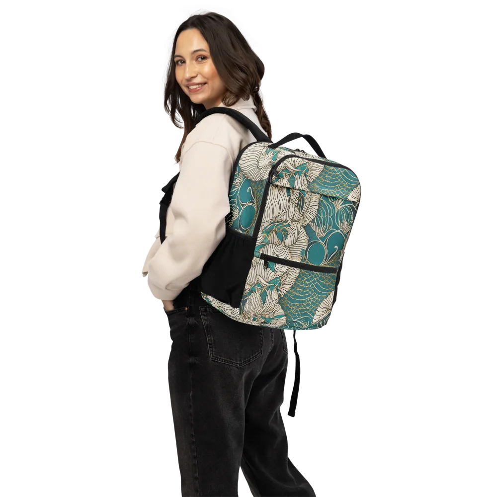 Teal Tidal Bloom on Utility Backpack — Back