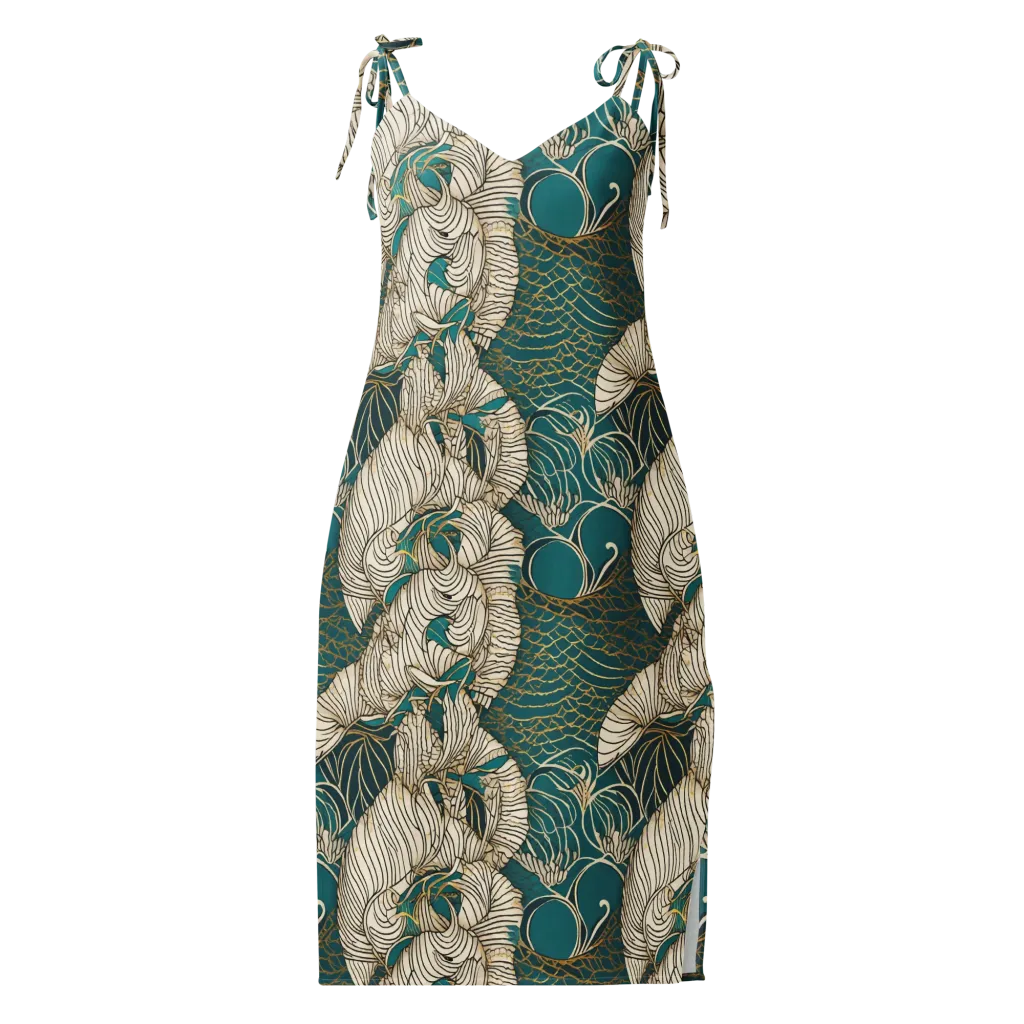 Teal Tidal Bloom on Slip Dress — Front