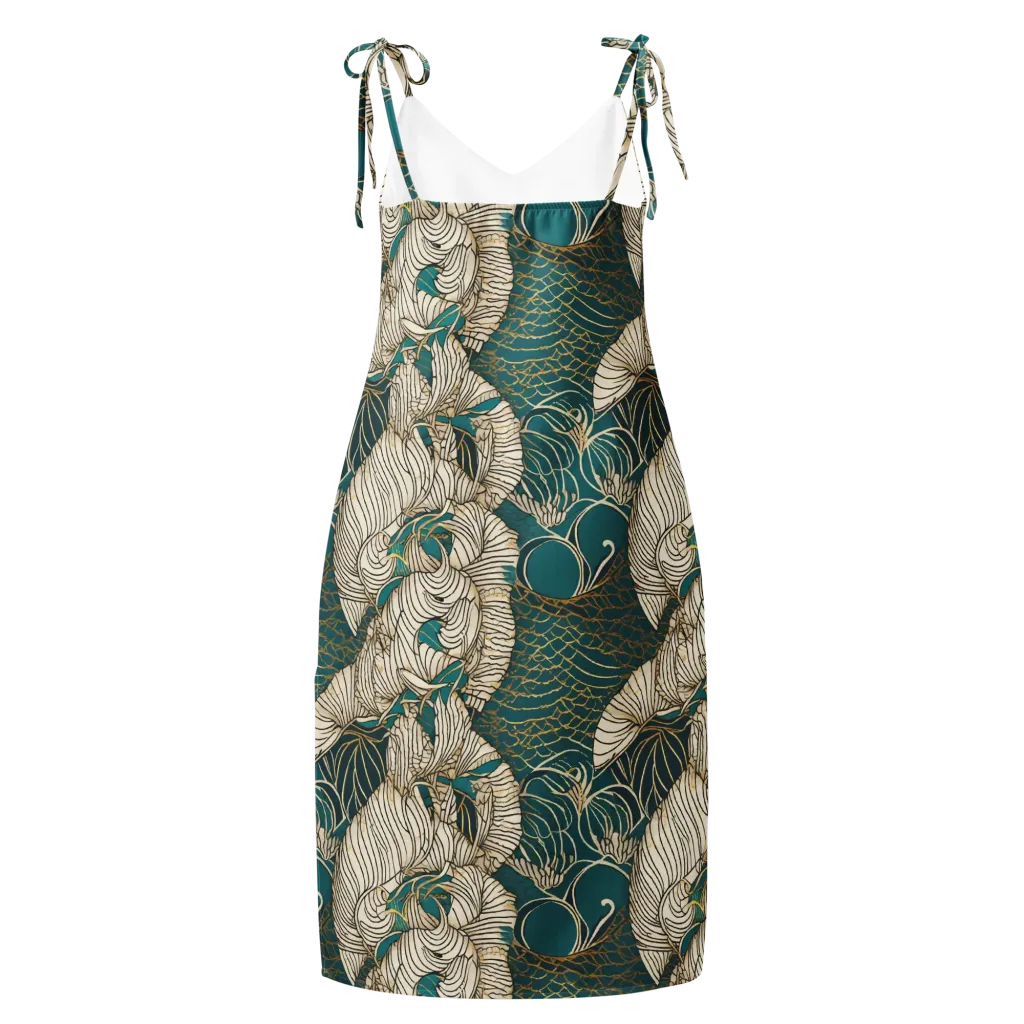 Teal Tidal Bloom on Slip Dress — Back