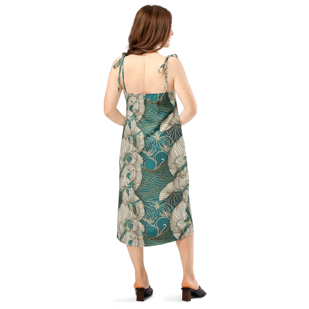 Teal Tidal Bloom on Slip Dress — Back