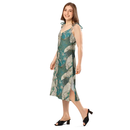 Teal Tidal Bloom on a Slip Dress