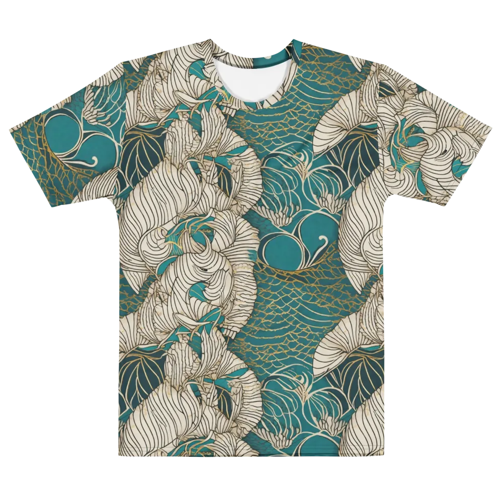 Teal Tidal Bloom on Men's Cotton Crew Neck T-Shirt — Front