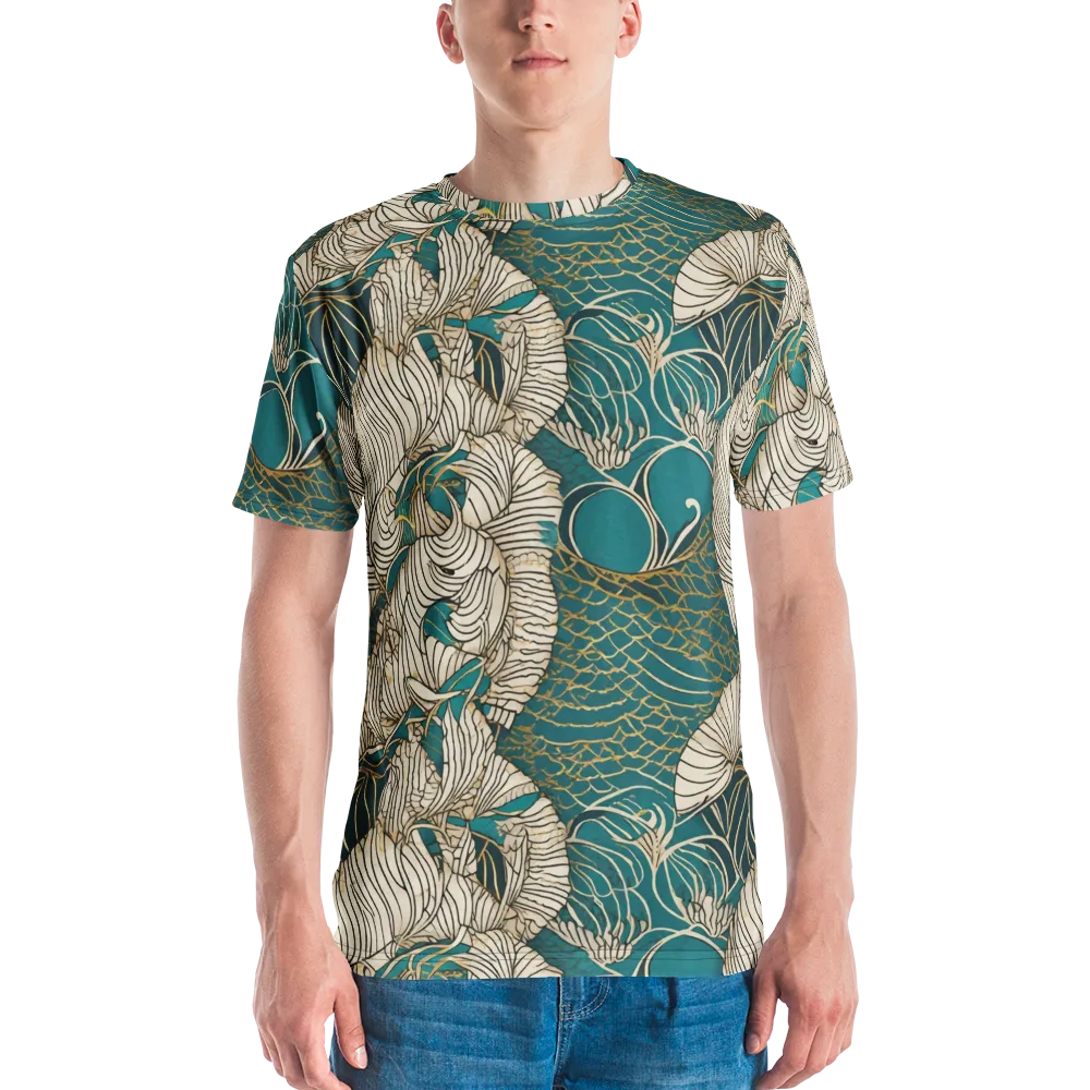Teal Tidal Bloom on Men's Crew Neck T-Shirt — Front