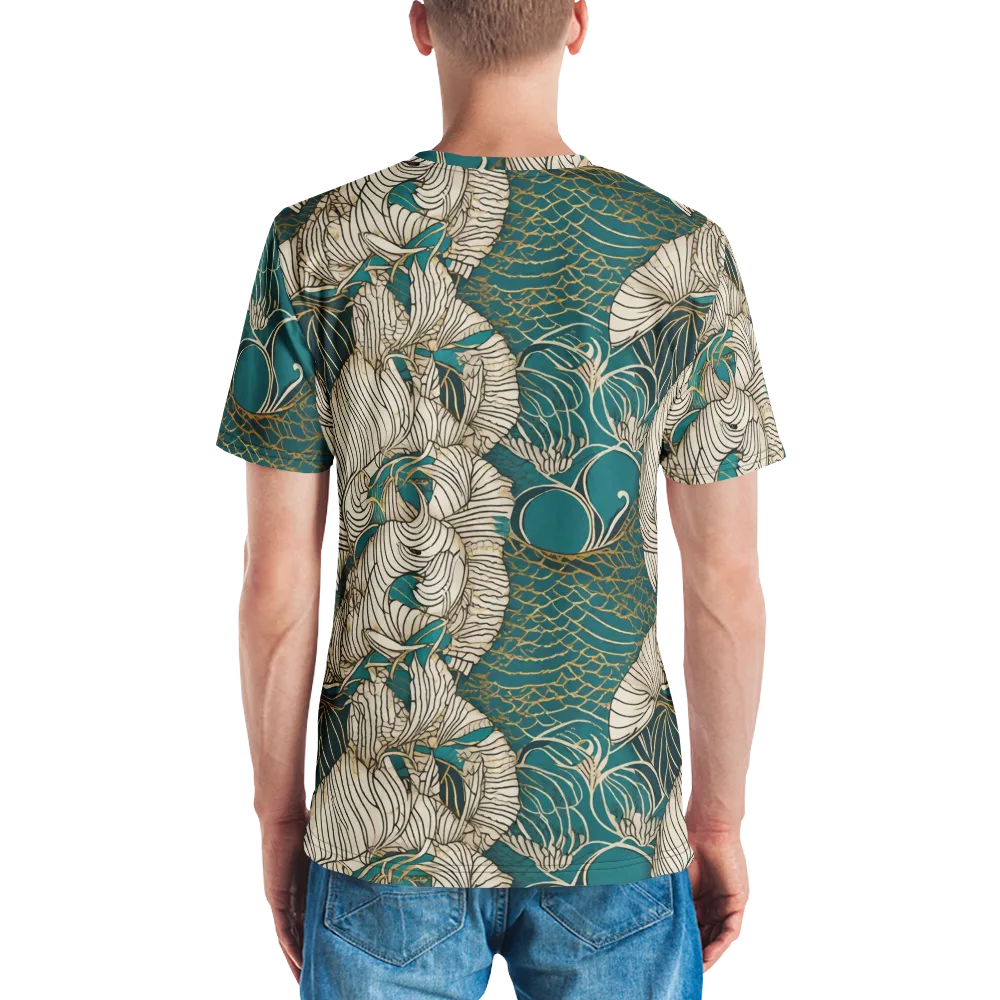 Teal Tidal Bloom on Men's Crew Neck T-Shirt — Back