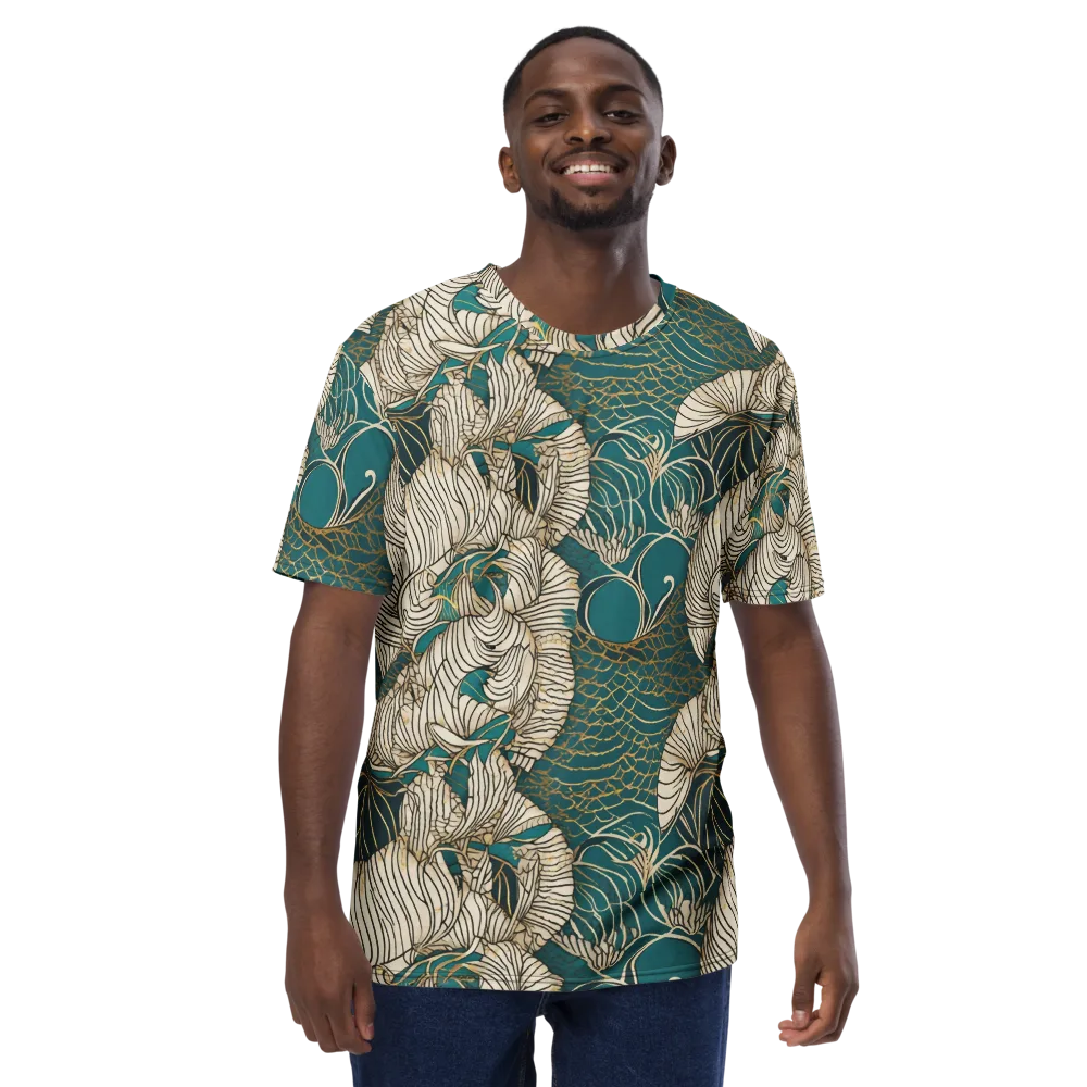 Teal Tidal Bloom on Men's Crew Neck T-Shirt — Front