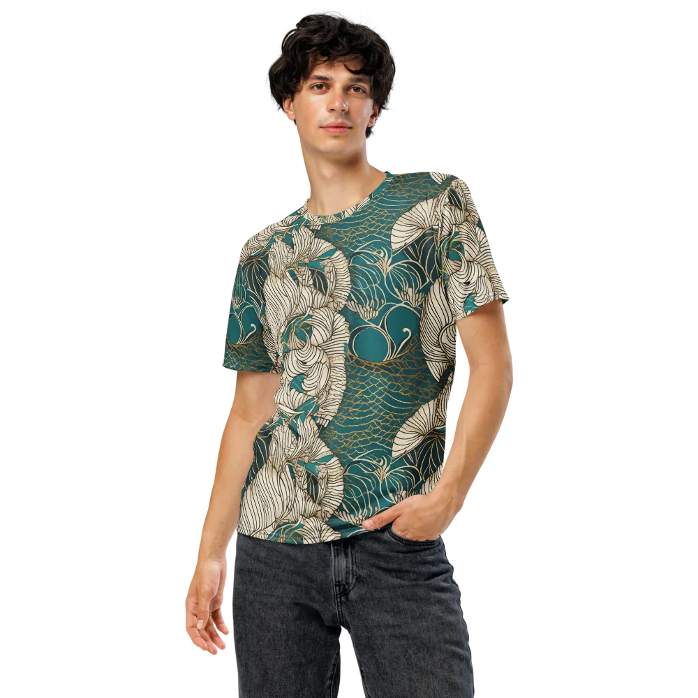 Teal Tidal Bloom on Men's Crew Neck T-Shirt — Front
