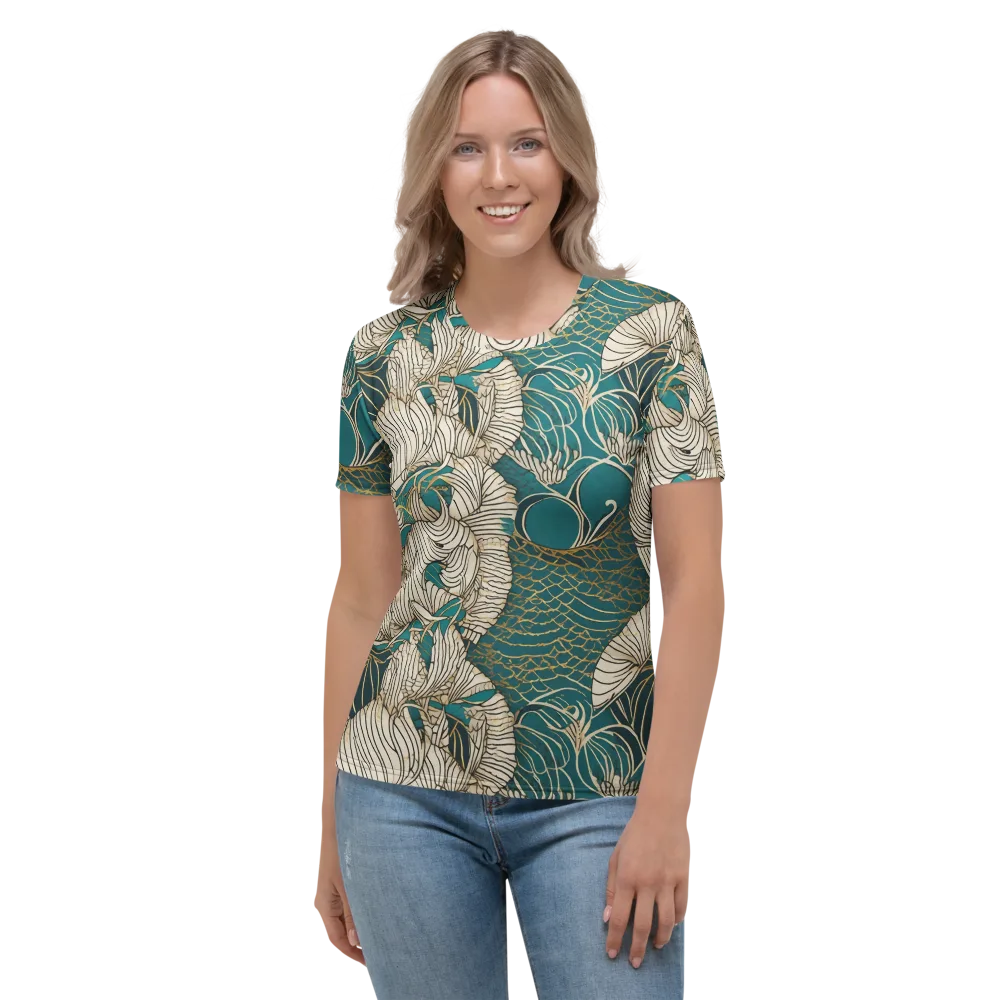 Teal Tidal Bloom on Women's Crew Neck T-Shirt — Front