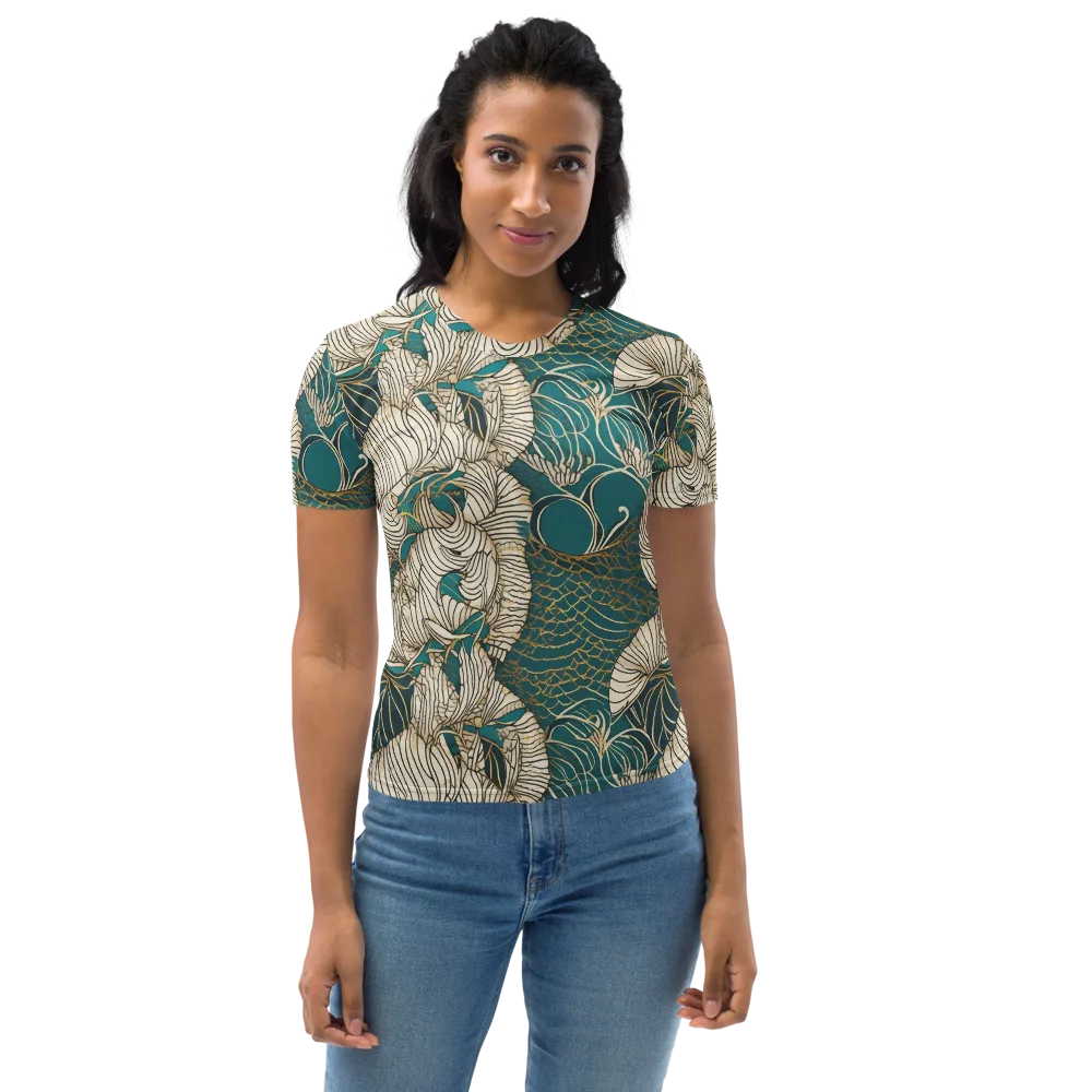 Teal Tidal Bloom on Women's Crew Neck T-Shirt — Front