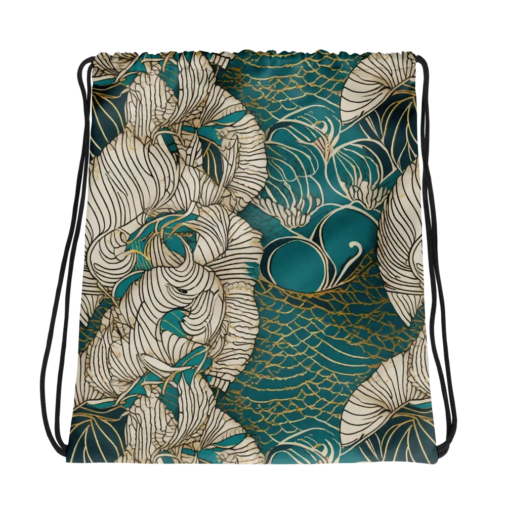 Teal Tidal Bloom on Drawstring Bag — Photo