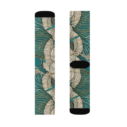 Teal Tidal Bloom on a Socks
