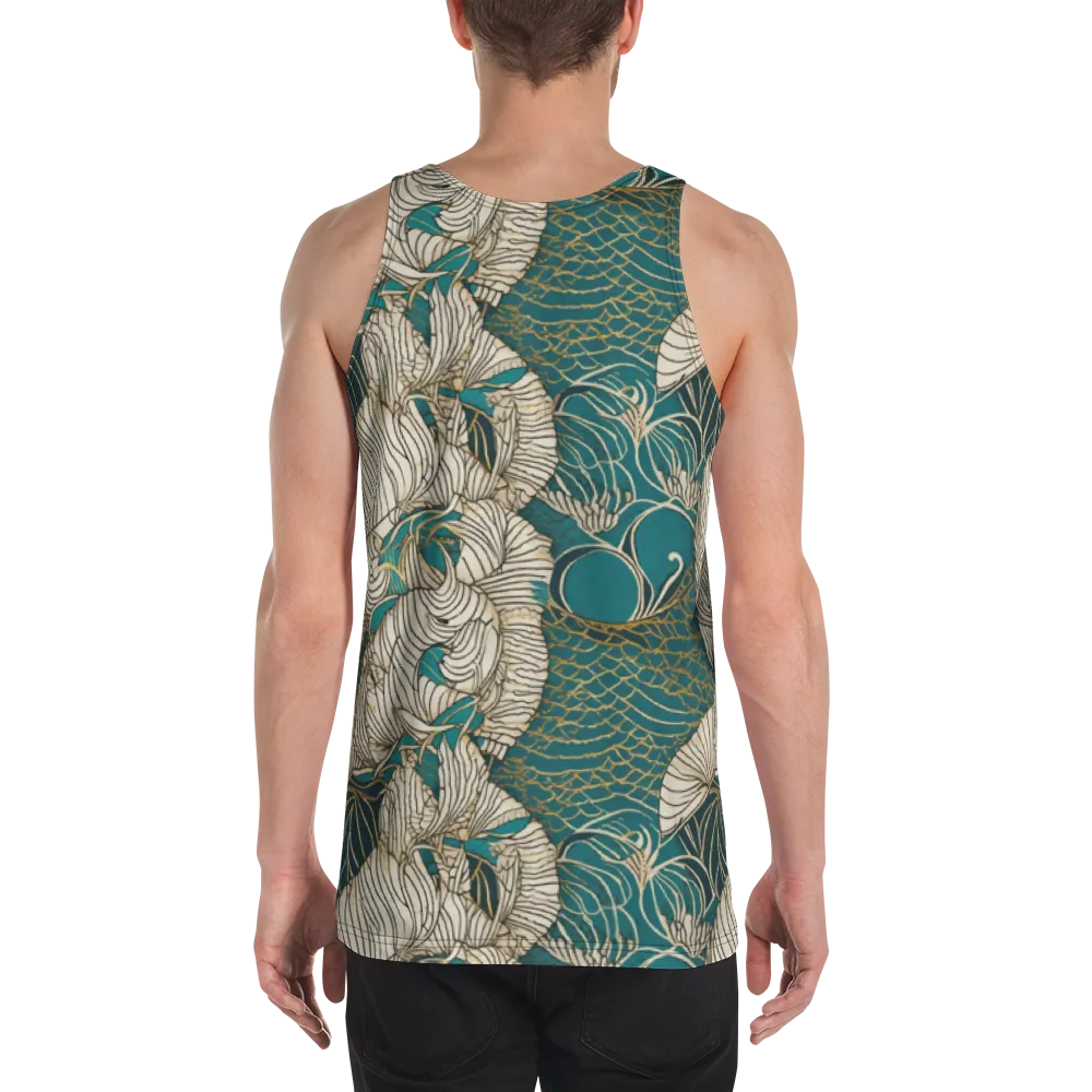 Teal Tidal Bloom on Men's Tank Top — Back