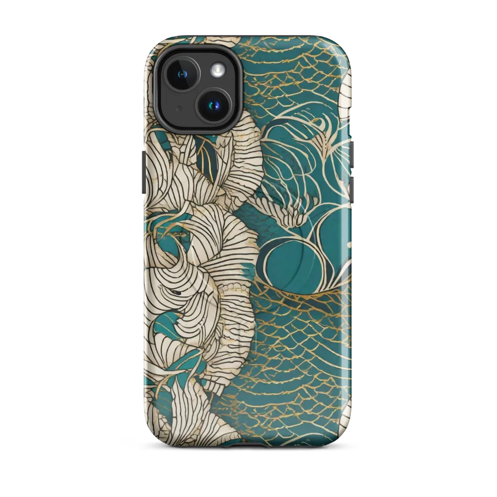 Teal Tidal Bloom on MagSafe Tough Case for iPhone® — Front