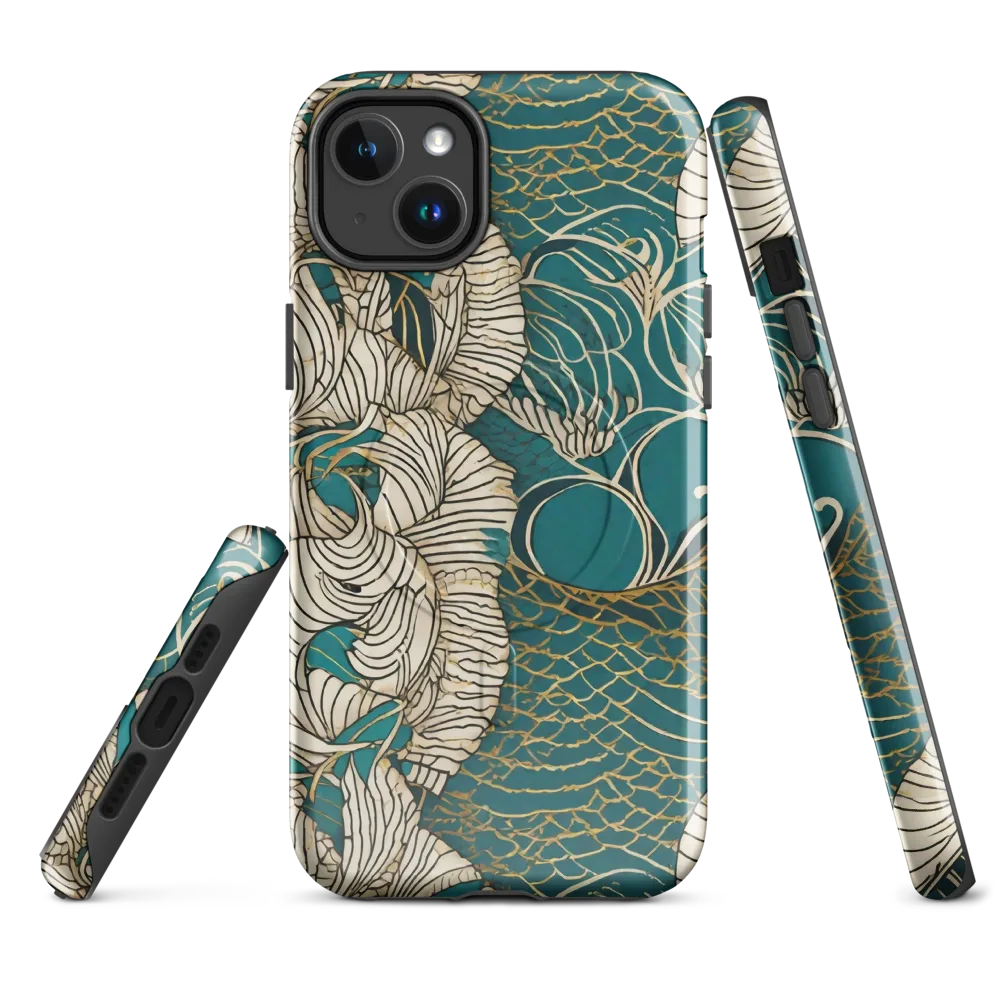 Teal Tidal Bloom on MagSafe Tough Case for iPhone® — Front