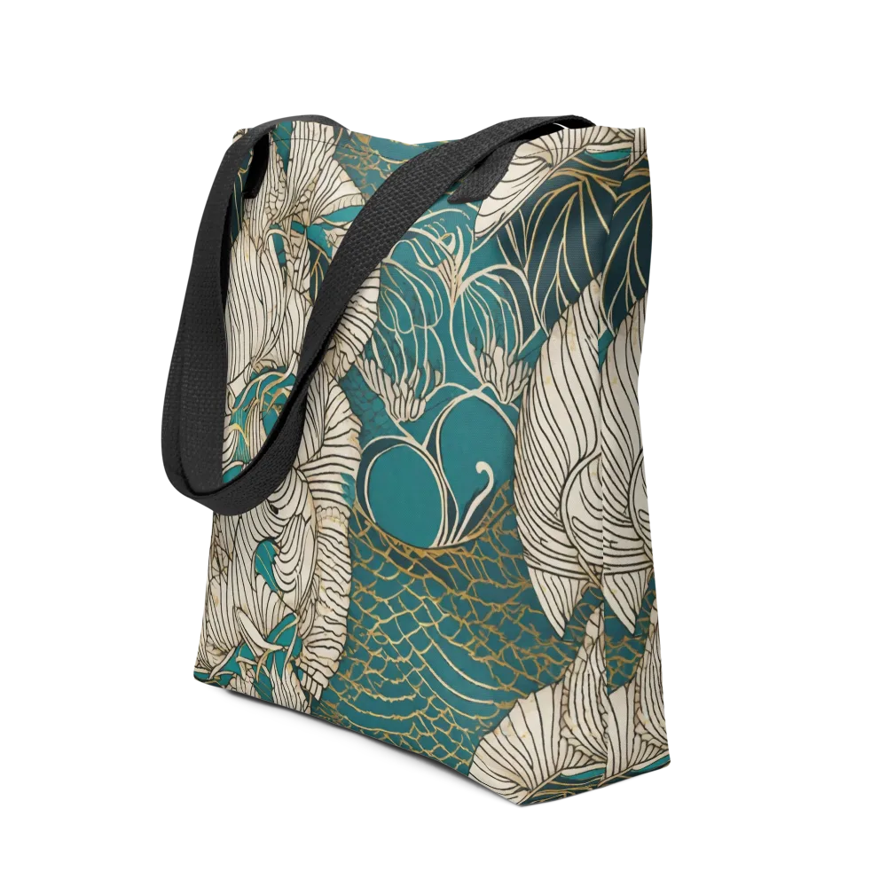 Teal Tidal Bloom on Tote Bag — Front