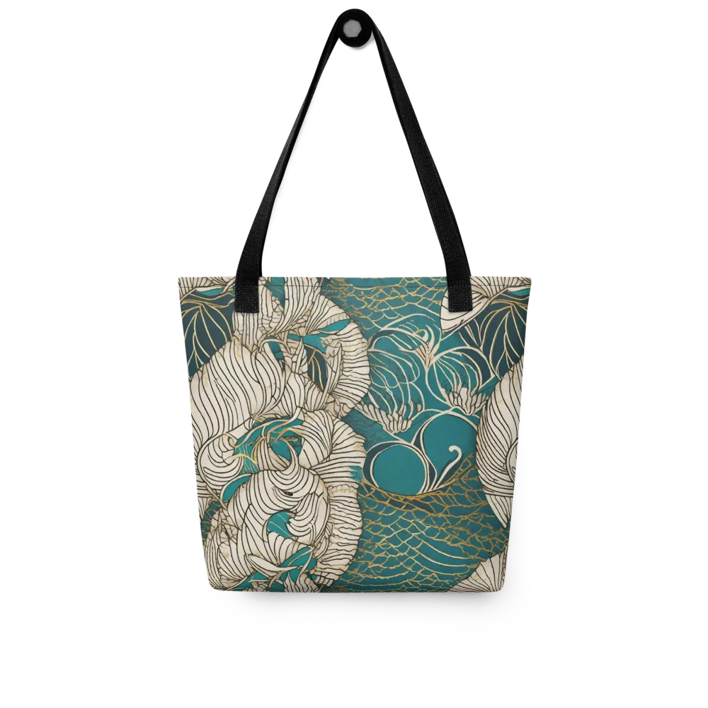 Teal Tidal Bloom on Tote Bag — Front