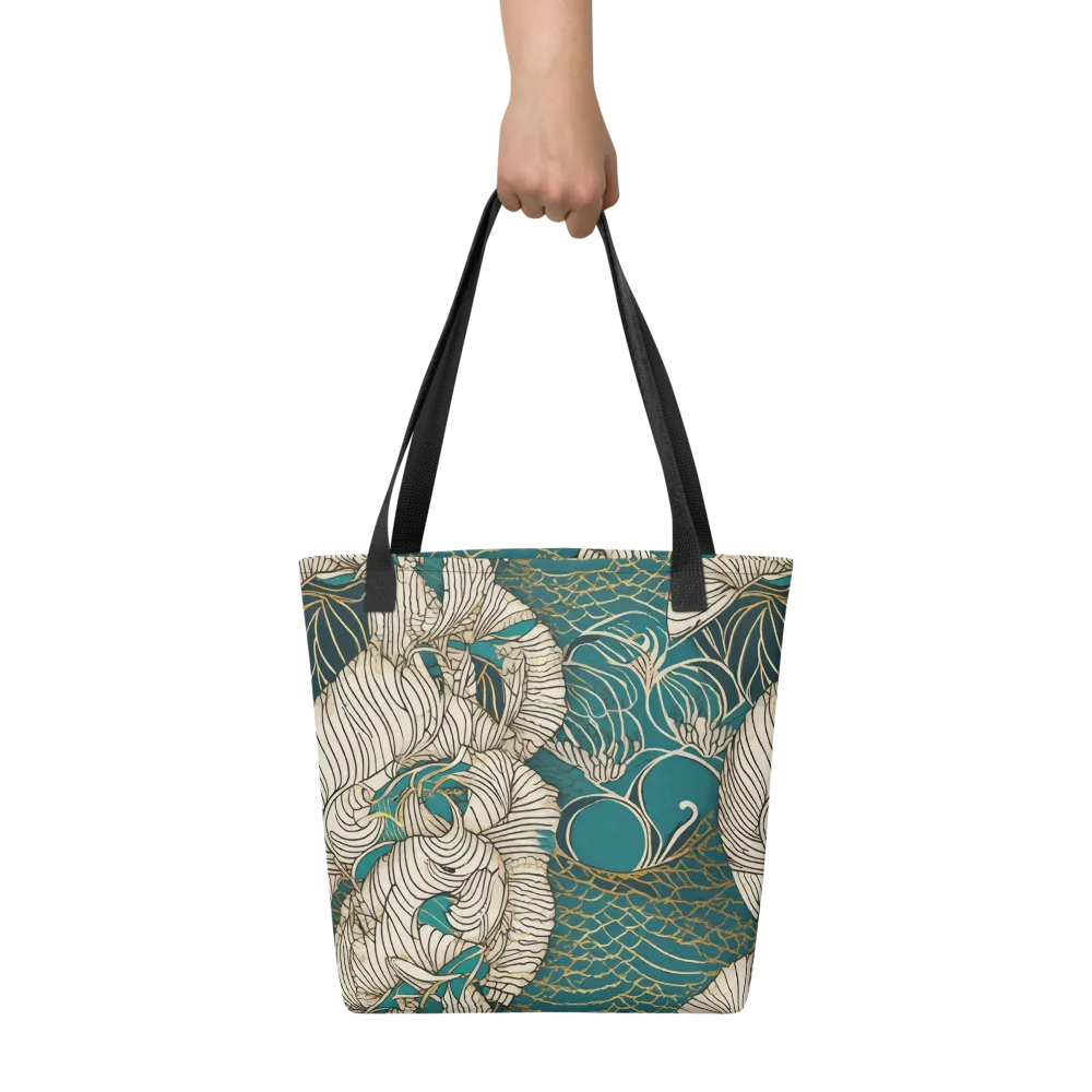 Teal Tidal Bloom on Tote Bag — Front