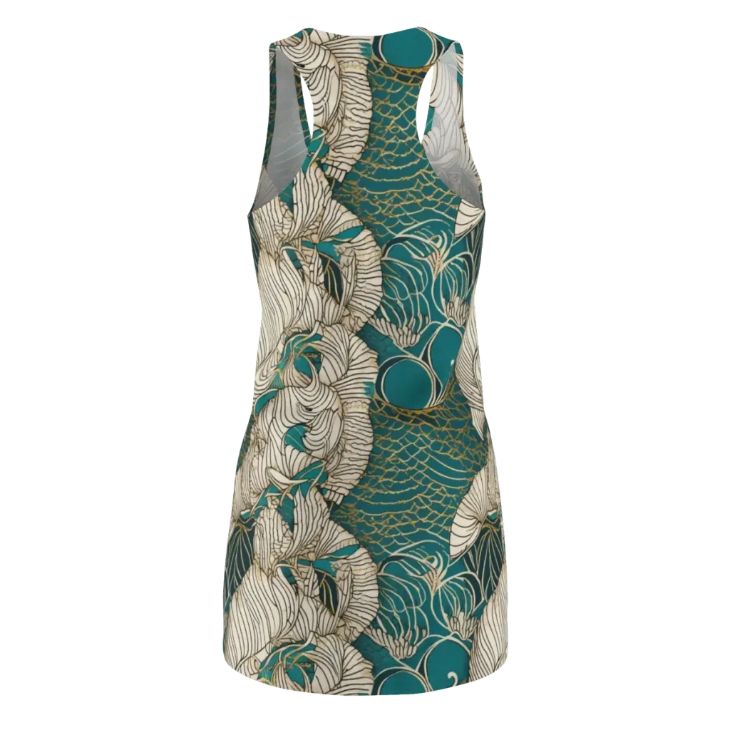 Teal Tidal Bloom on Racerback Dress — Back