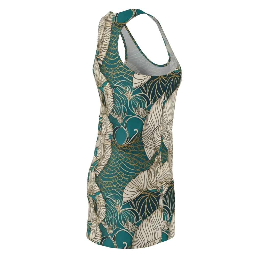 Teal Tidal Bloom on Racerback Dress — Back Side
