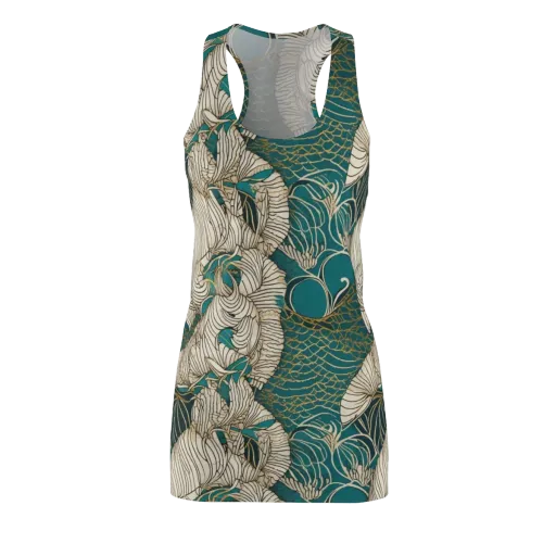 Teal Tidal Bloom on a Racerback Dress