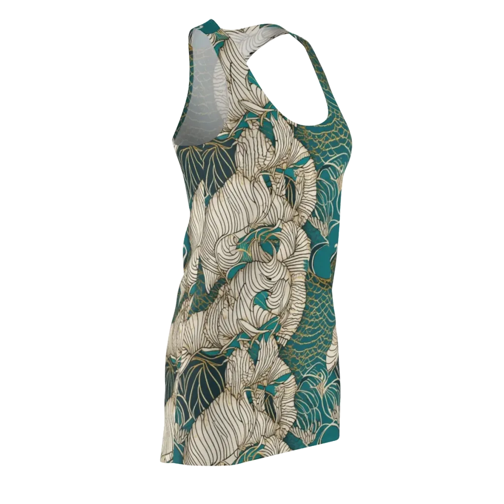Teal Tidal Bloom on Racerback Dress — Front Side
