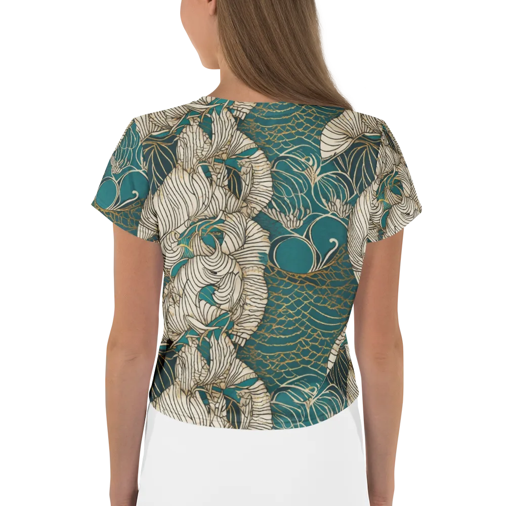 Teal Tidal Bloom on Crop Tee — Back