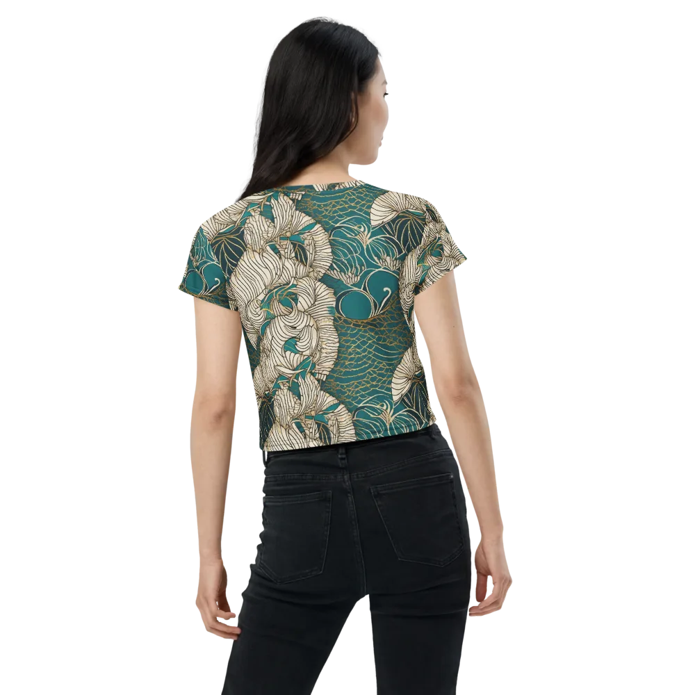 Teal Tidal Bloom on Crop Tee — Back