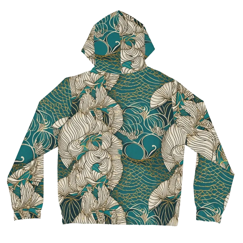 Teal Tidal Bloom on Women's Full-Zip Hoodie — Back