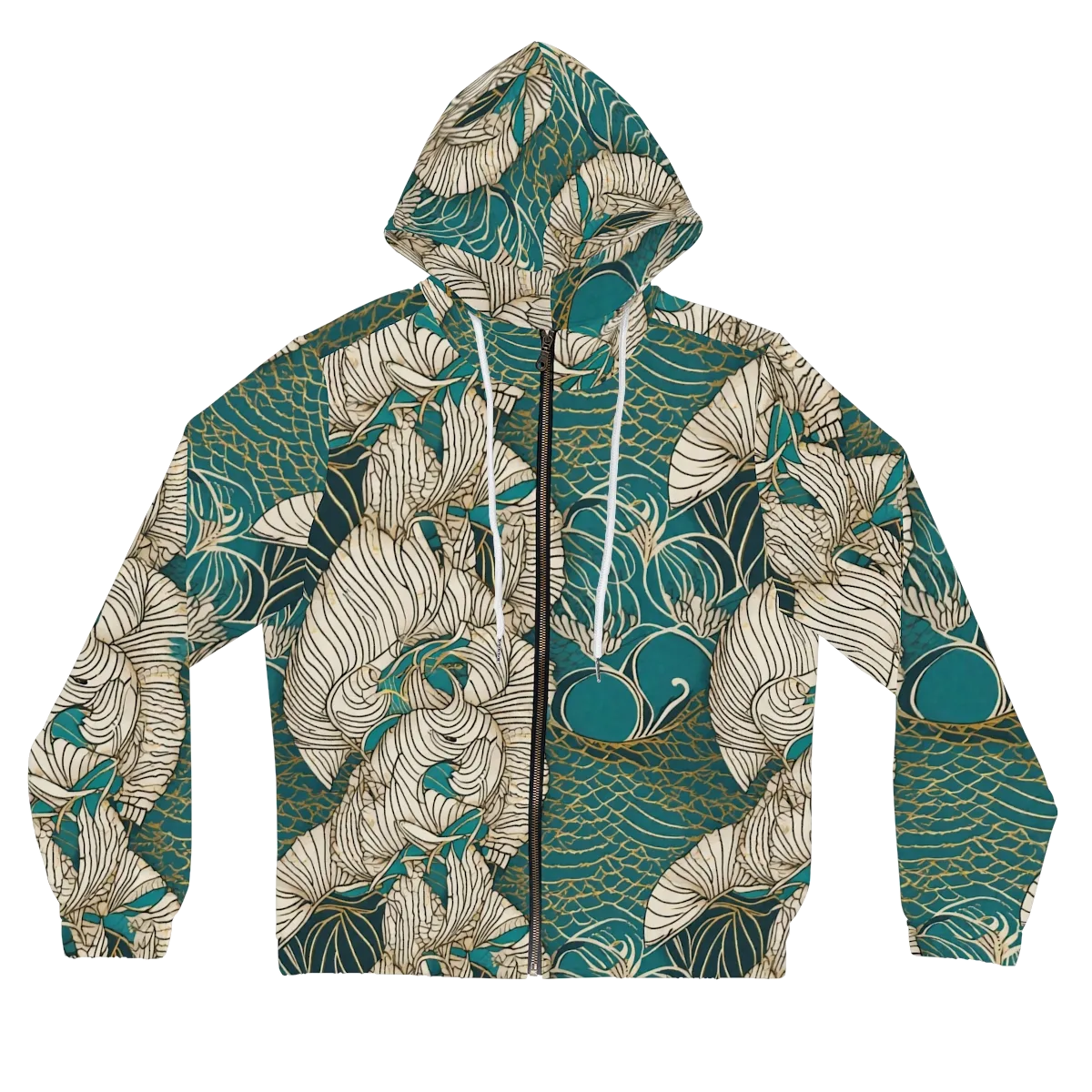 Teal Tidal Bloom on Women's Full-Zip Hoodie — Front