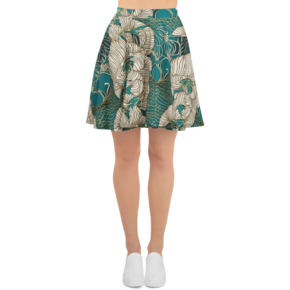 Teal Tidal Bloom on Skater Skirt — Front