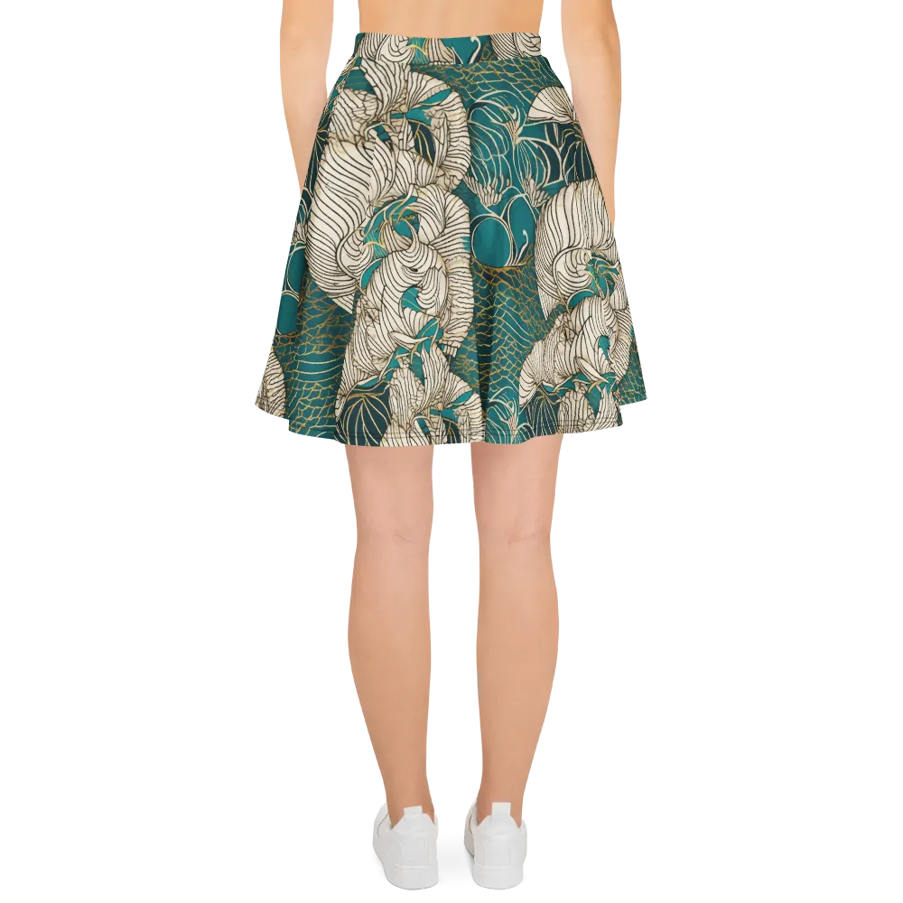 Teal Tidal Bloom on Skater Skirt — Back