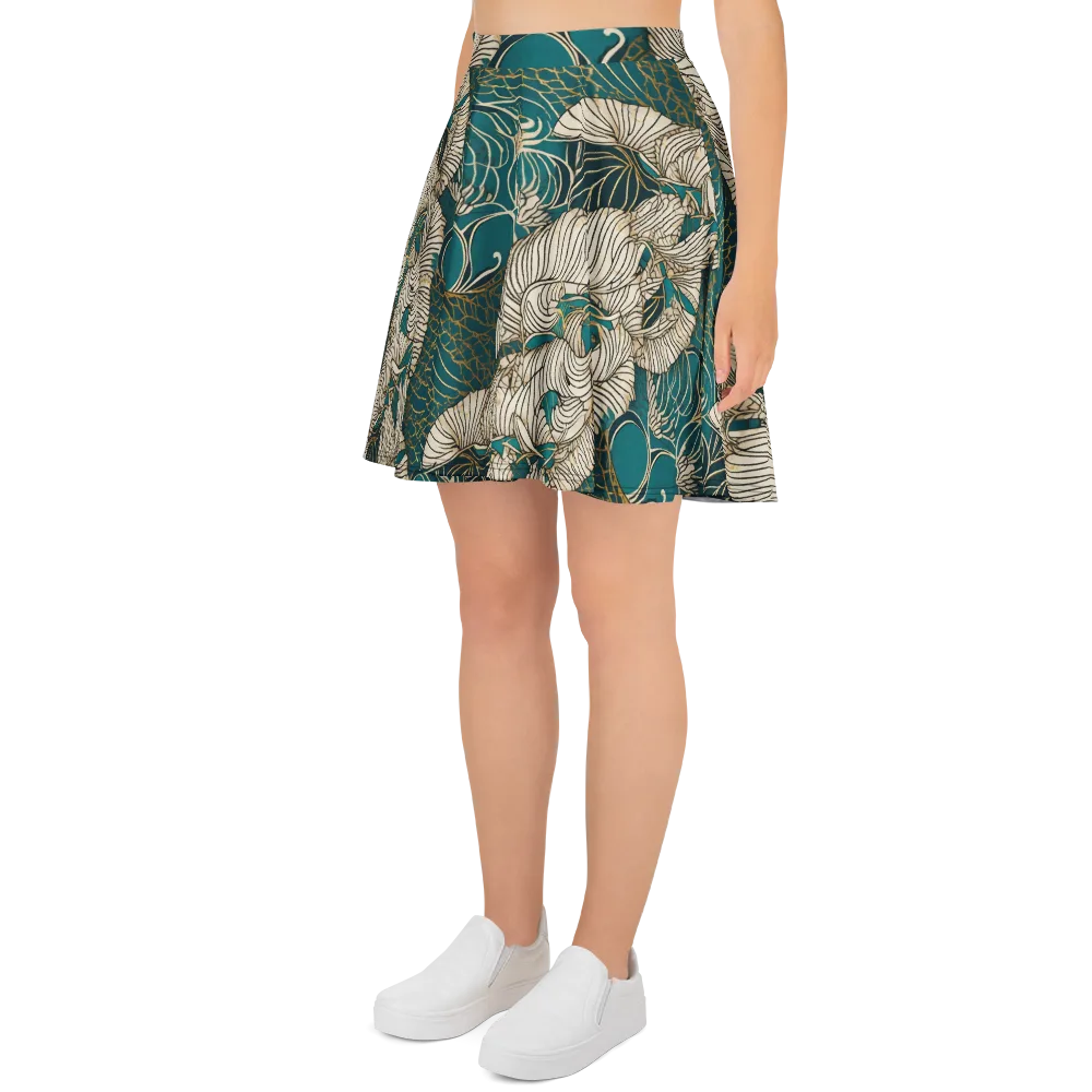 Teal Tidal Bloom on Skater Skirt — Left