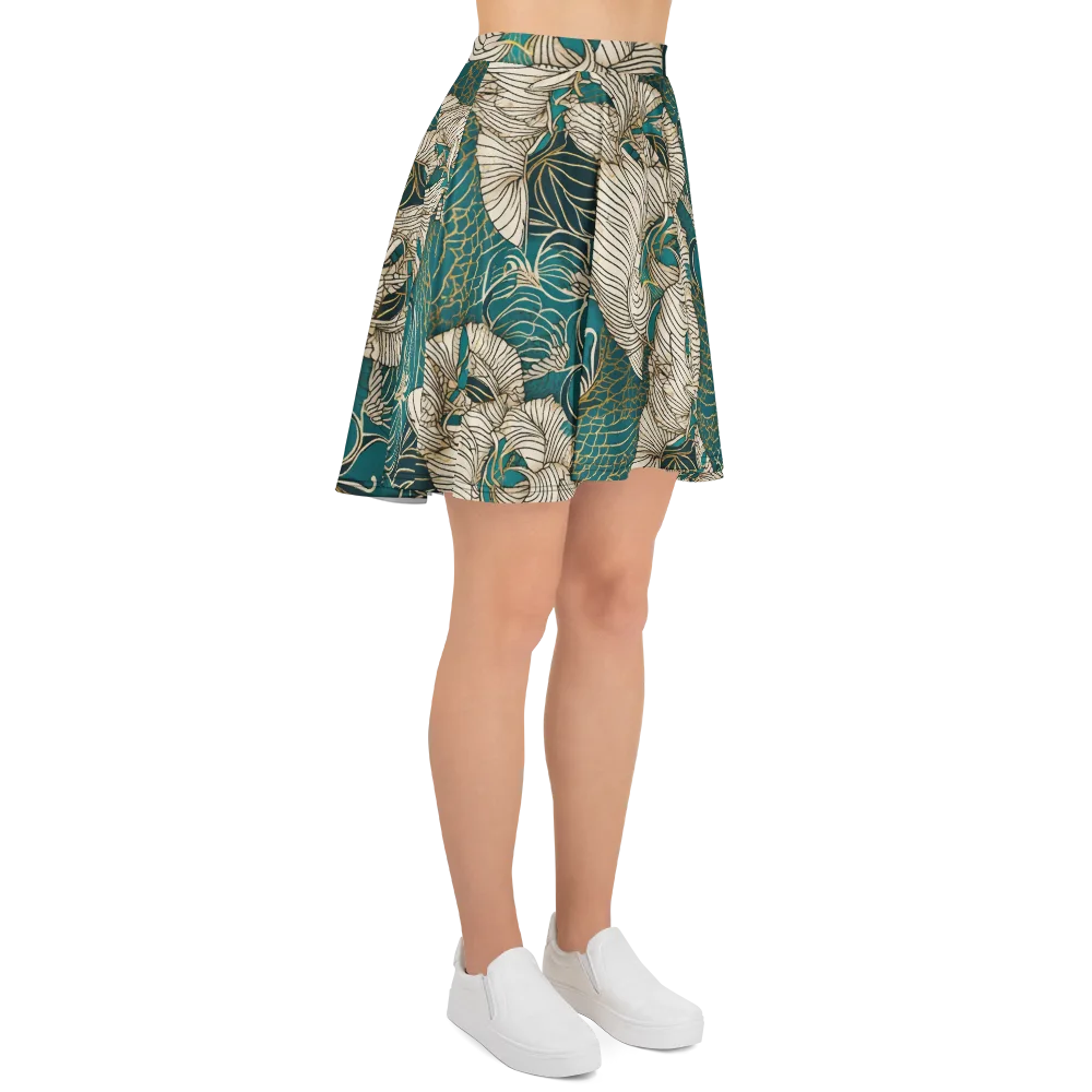 Teal Tidal Bloom on Skater Skirt — Right