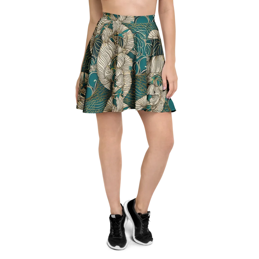 Teal Tidal Bloom on Skater Skirt — Front