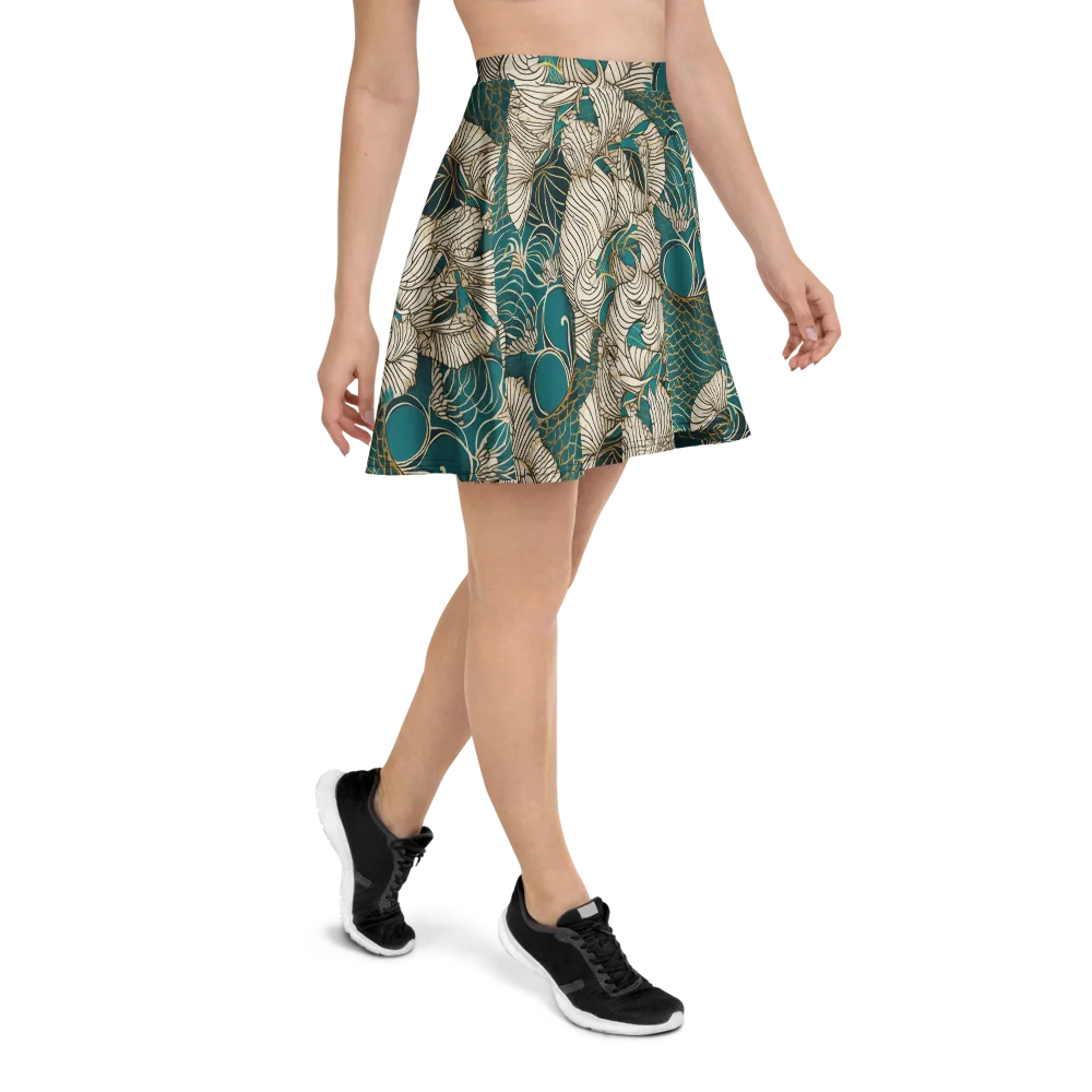 Teal Tidal Bloom on Skater Skirt — Right